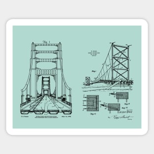 Bridge Engineer Gift Two Bridges Patent Blueprints Sticker